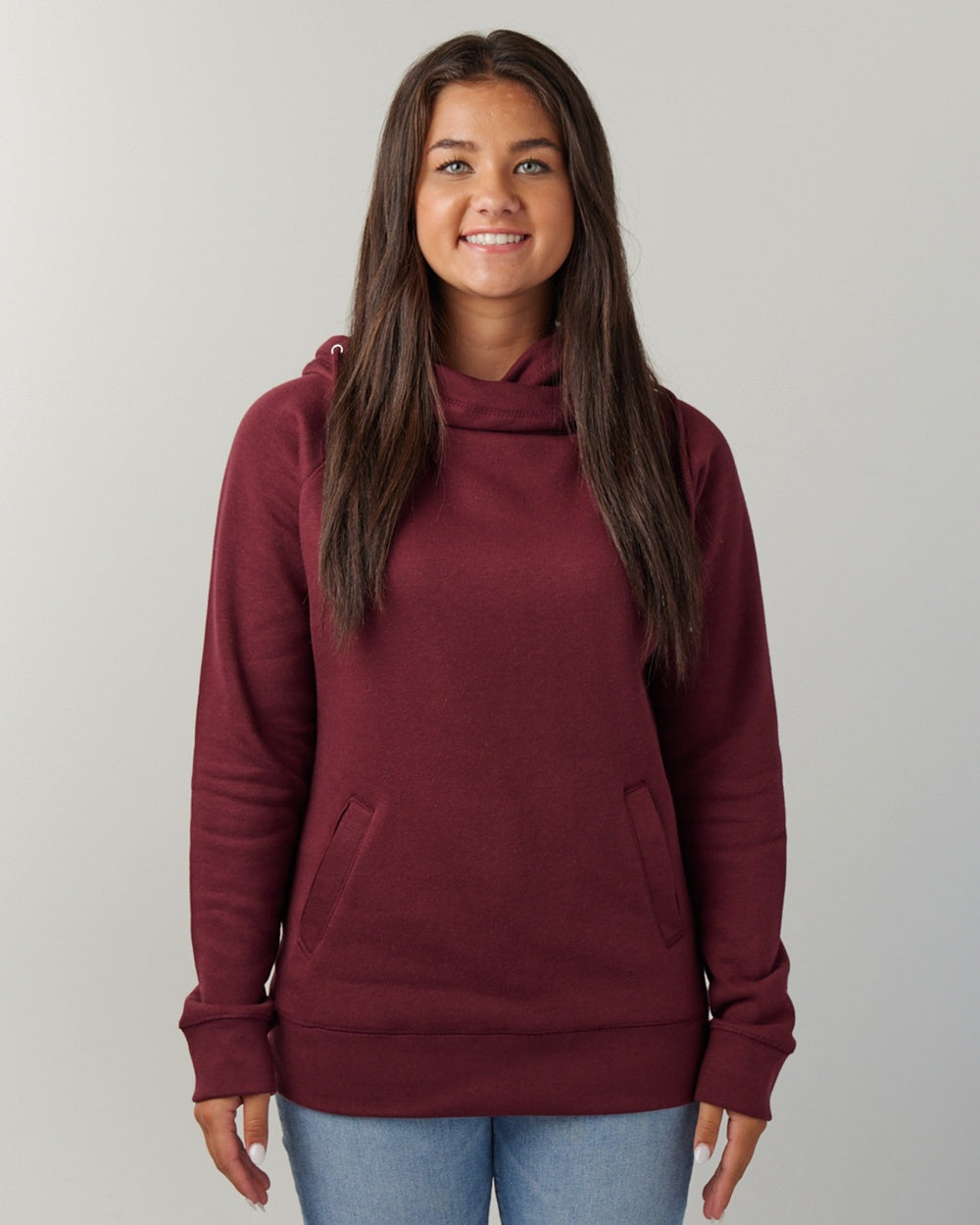 Ladies Classic Fleece Funnel Neck Pullover Hood