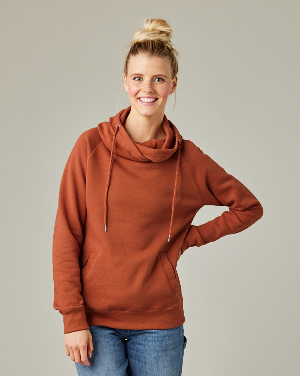 Ladies Classic Fleece Funnel Neck Pullover Hood