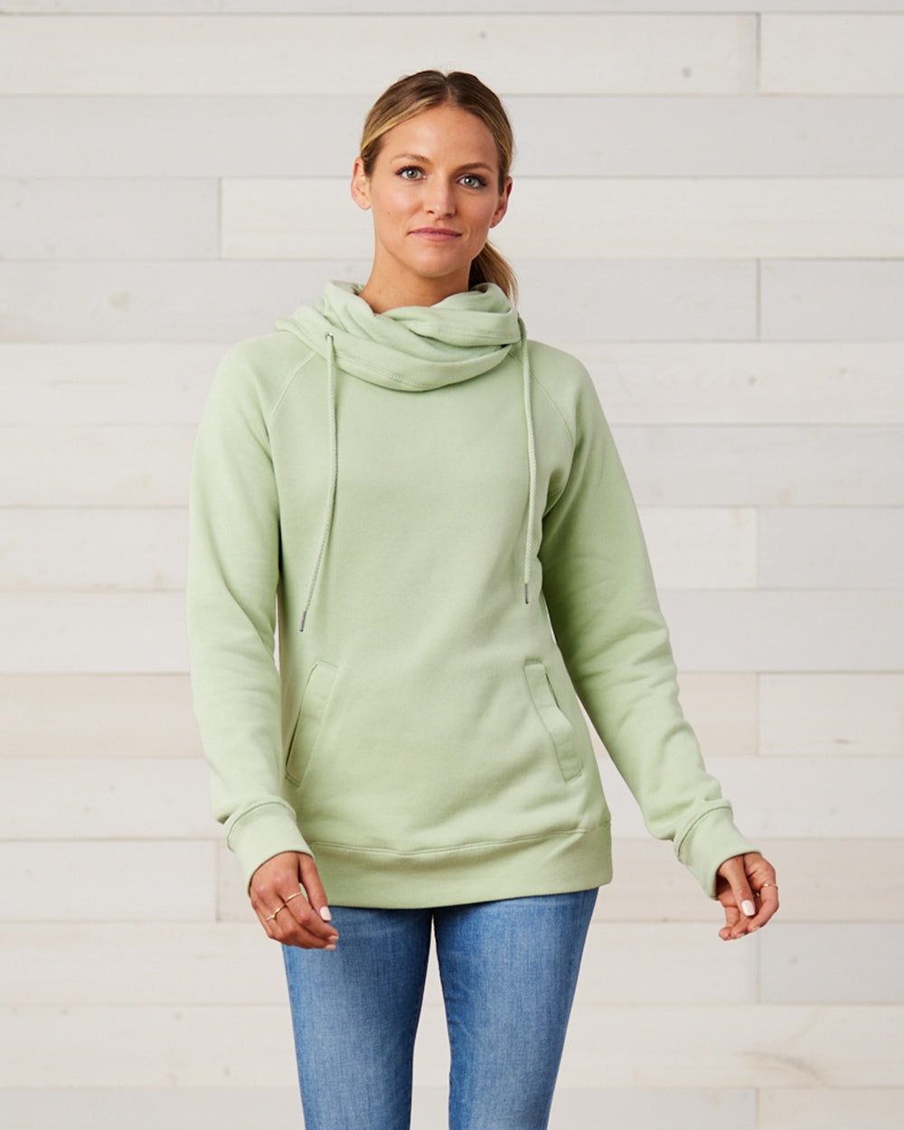 Ladies Classic Fleece Funnel Neck Pullover Hood
