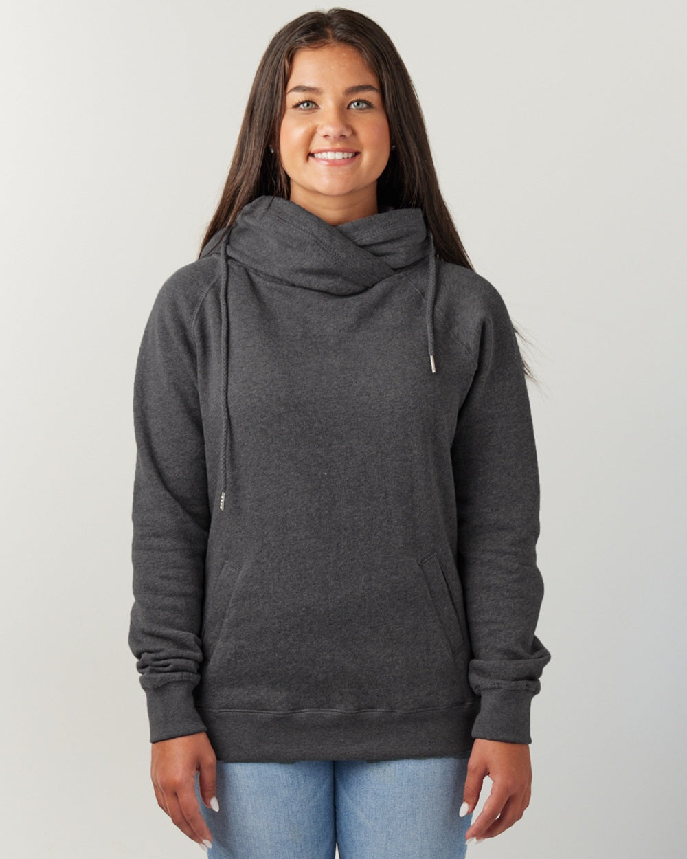 Ladies Classic Fleece Funnel Neck Pullover Hood