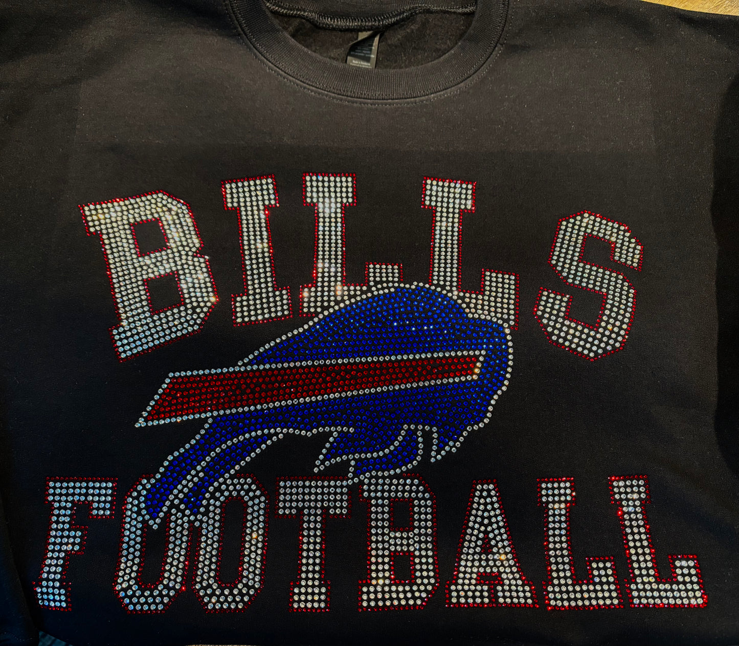 BUFFALO FRENZY RHINESTONE BUFFALO FOOTBALL CREWNECK