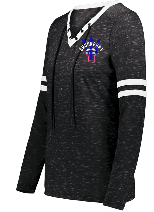 Brockport Flag Football Women's Long Sleeve V neck Tee