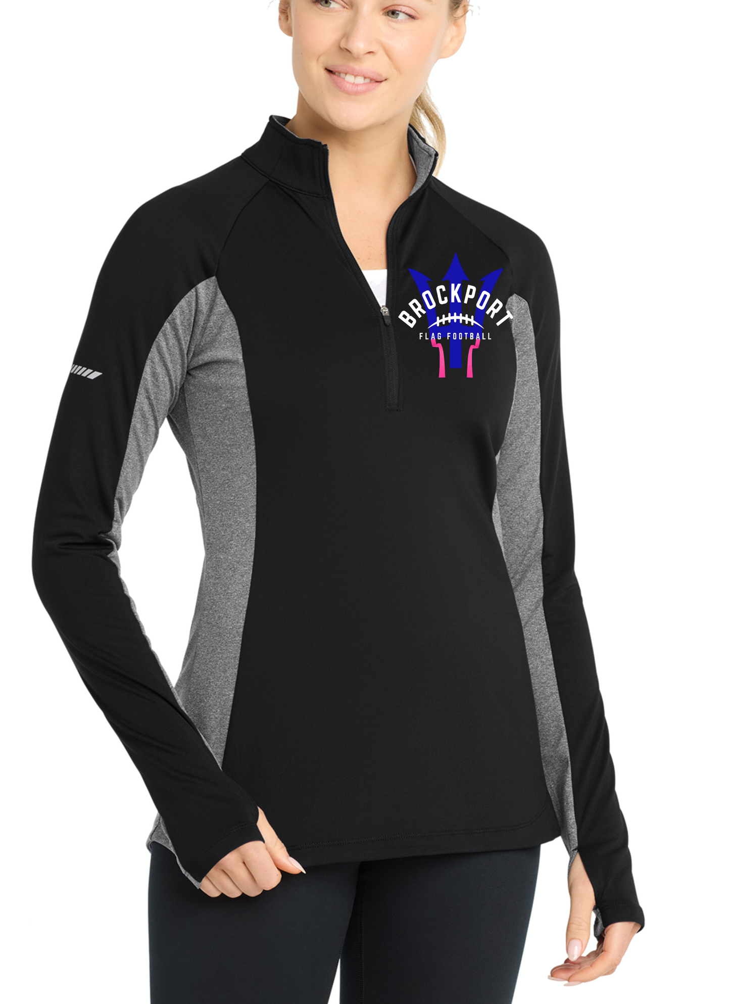 Brockport Flag Football Women's Sport Wick Stretch Contrast 1/4-Zip Pullover